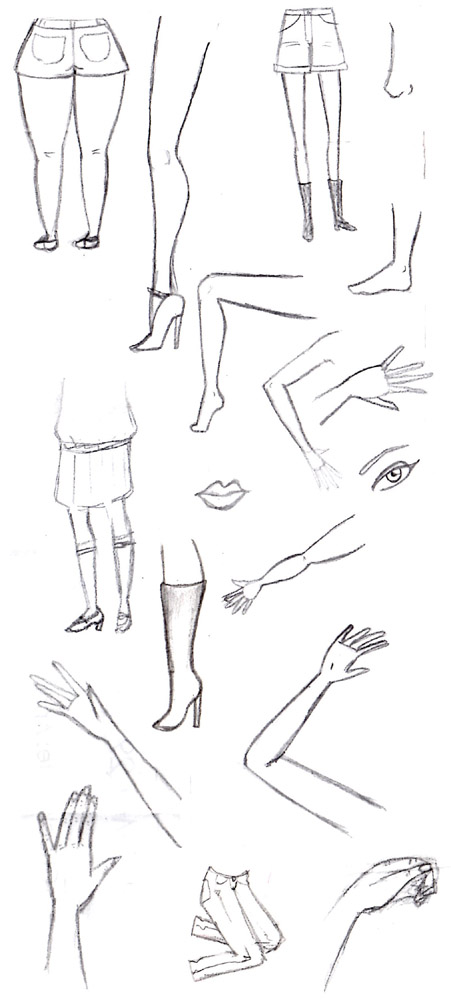 Arms, legs, and other disembodied body parts.